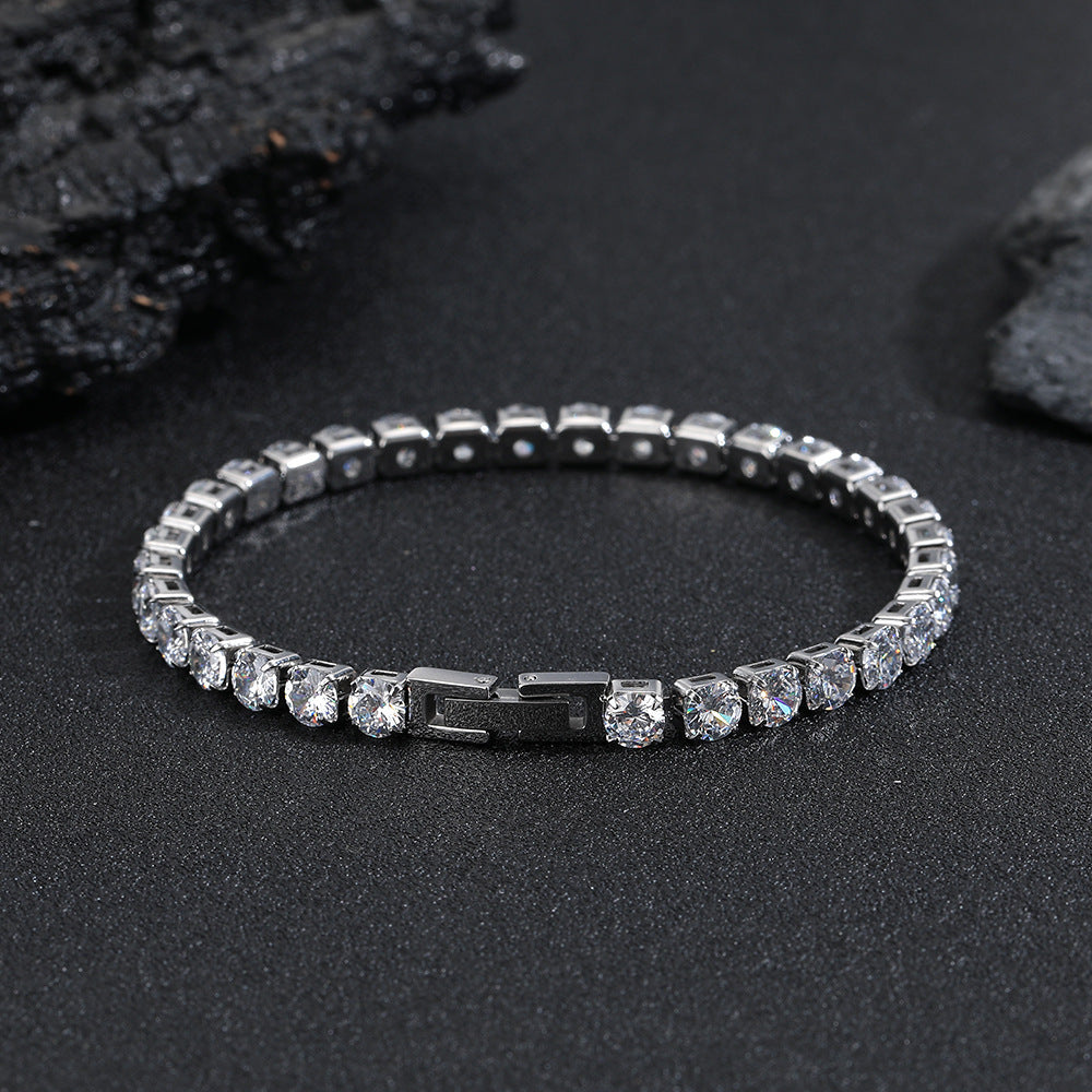 Titanium Steel Iced Tennis Bracelet with clear cubic zirconia stones
