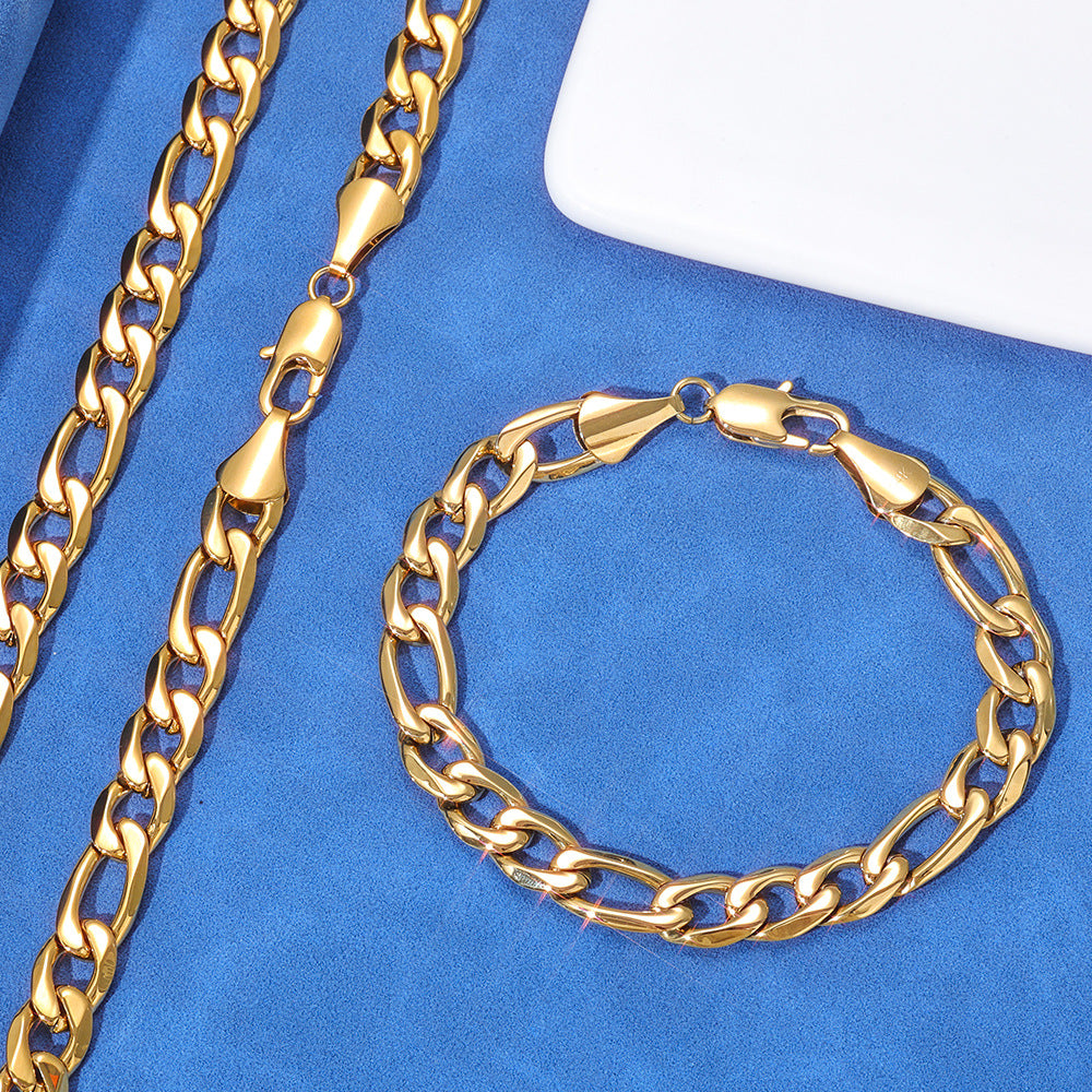 5mm Figaro Link Stainless Steel Chain in silver color with a bracelet view 5