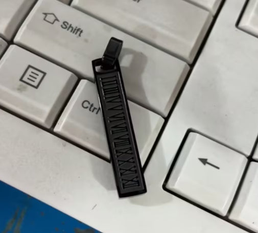 Titanium Steel Roman Numeral Bar Necklace in black and silver-tone view 4