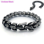 Stainless Steel Dragon Scale Bracelet, brushed silver-tone finish view 9