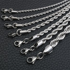 6mm Titanium Steel Rope Chain Necklace on black background view 4