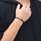 Geometric Link Cuff Bracelet, silver finish view 4
