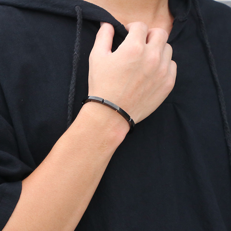 Geometric Link Cuff Bracelet, silver finish view 4