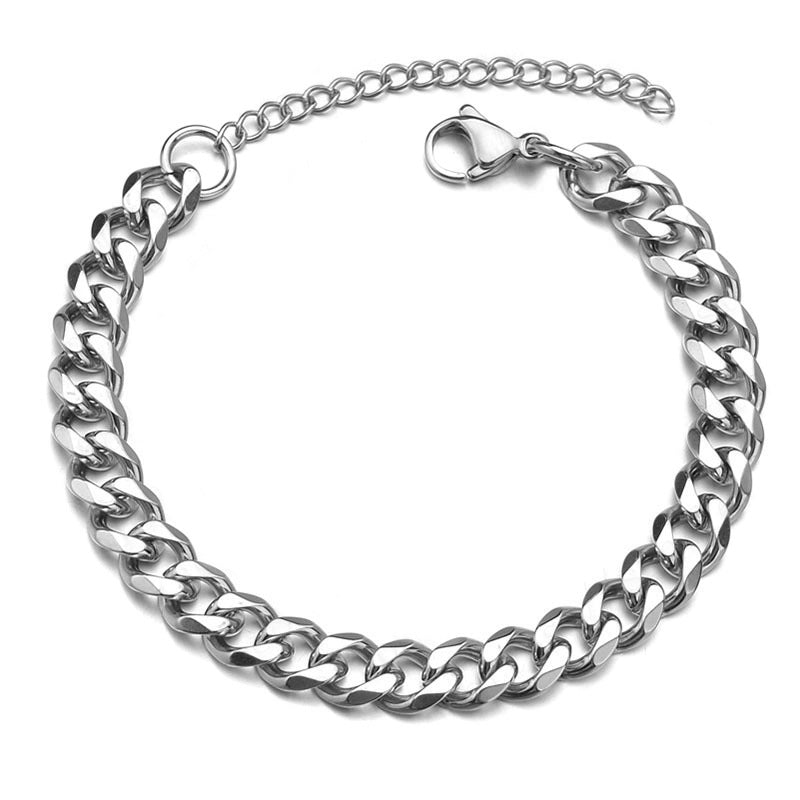 The Diamond-Cut Cuban Bracelet in Stainless Steel, view 5