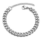 The Diamond-Cut Cuban Bracelet in Stainless Steel, view 5