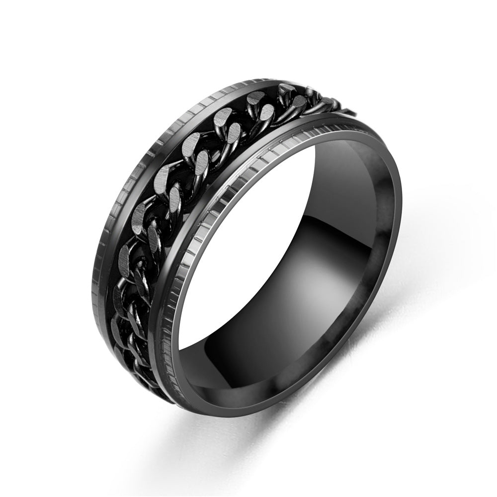 Spinner Chain Stainless Steel Ring Black Gold view 3