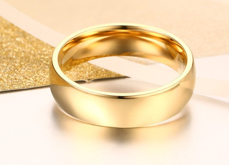 Polished Gold-Tone Stainless Steel Band Ring minimalist design view 4
