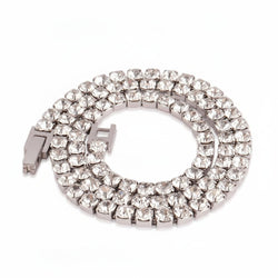4mm CZ Tennis Chain Necklace in silver with brilliant cubic zirconia stones view 3