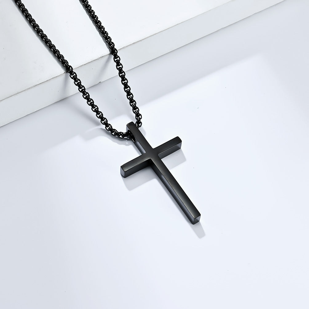 Stainless Steel Cross Pendant Necklace in silver, gold, and black finishes view 8