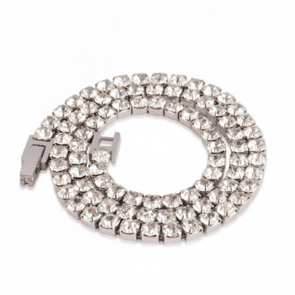 4mm CZ Tennis Chain Necklace in silver with brilliant cubic zirconia stones