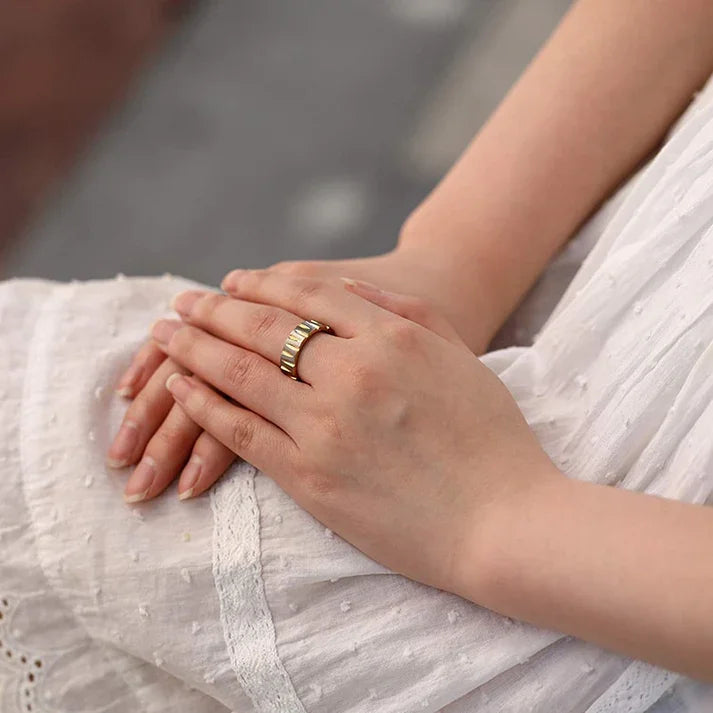 Gold Slanted Wheel Ring