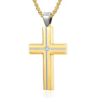 Modern Two-Tone Cross Pendant Necklace with Zircon