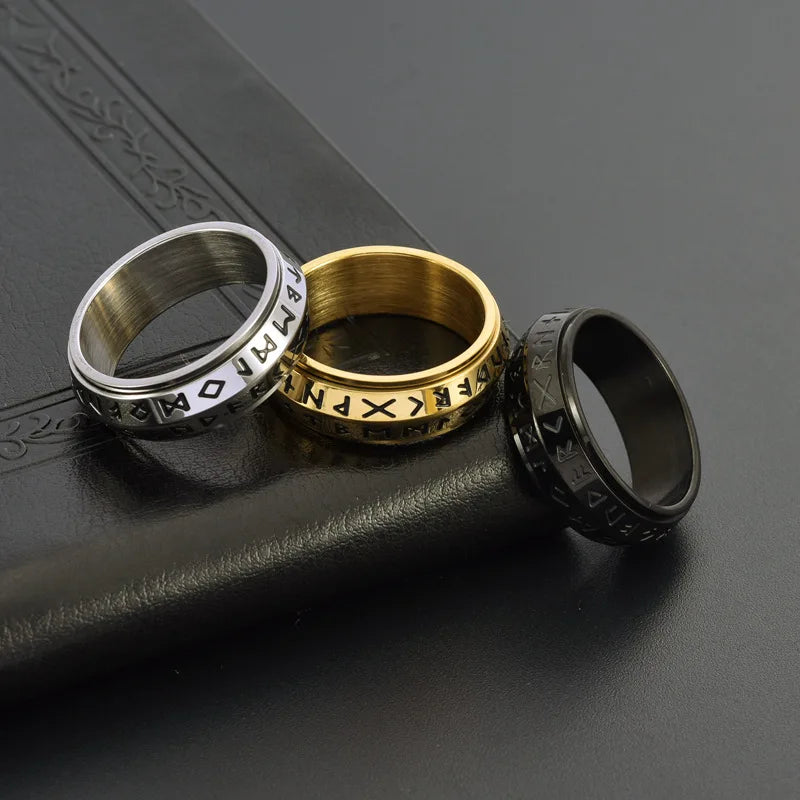 Gold Rotatable Engraved Ring