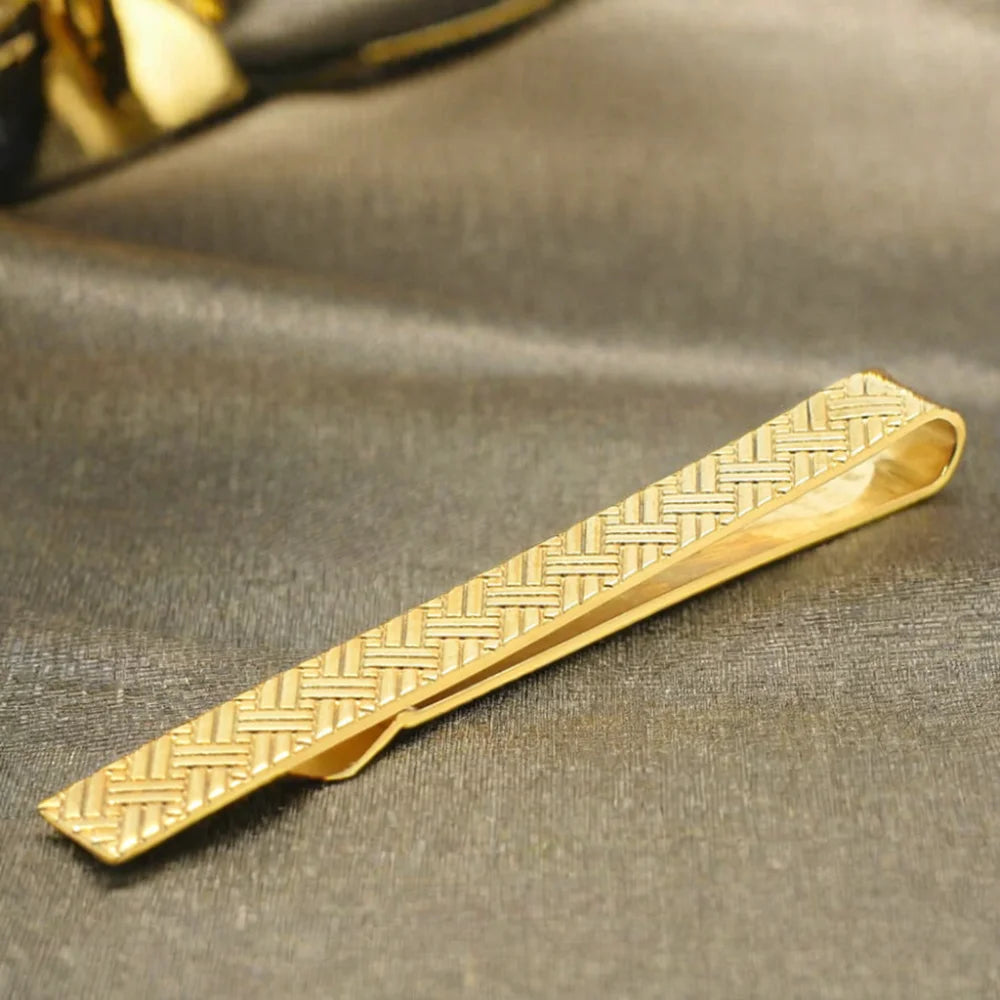 Gold Plated Braided Texture Men's Tie Clip