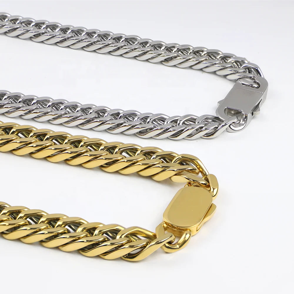 Chunky Gold Silver Cuban Link Chain Necklace Bracelet