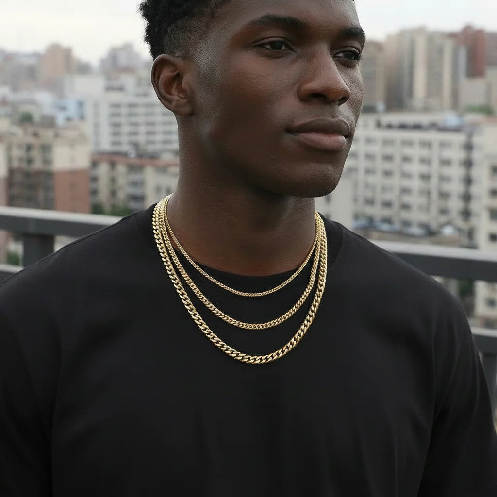Men's Gold Silver Cuban Link Chain Necklace