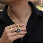 Men's Compass Pendant Necklace with Box Chain