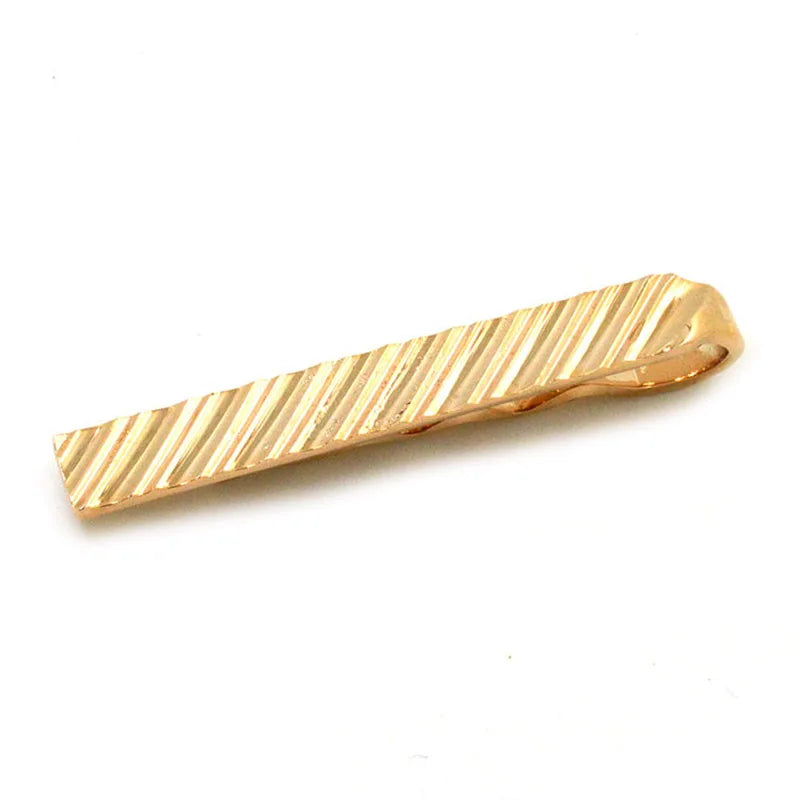 Gold Textured Diagonal Stripe Tie Bar