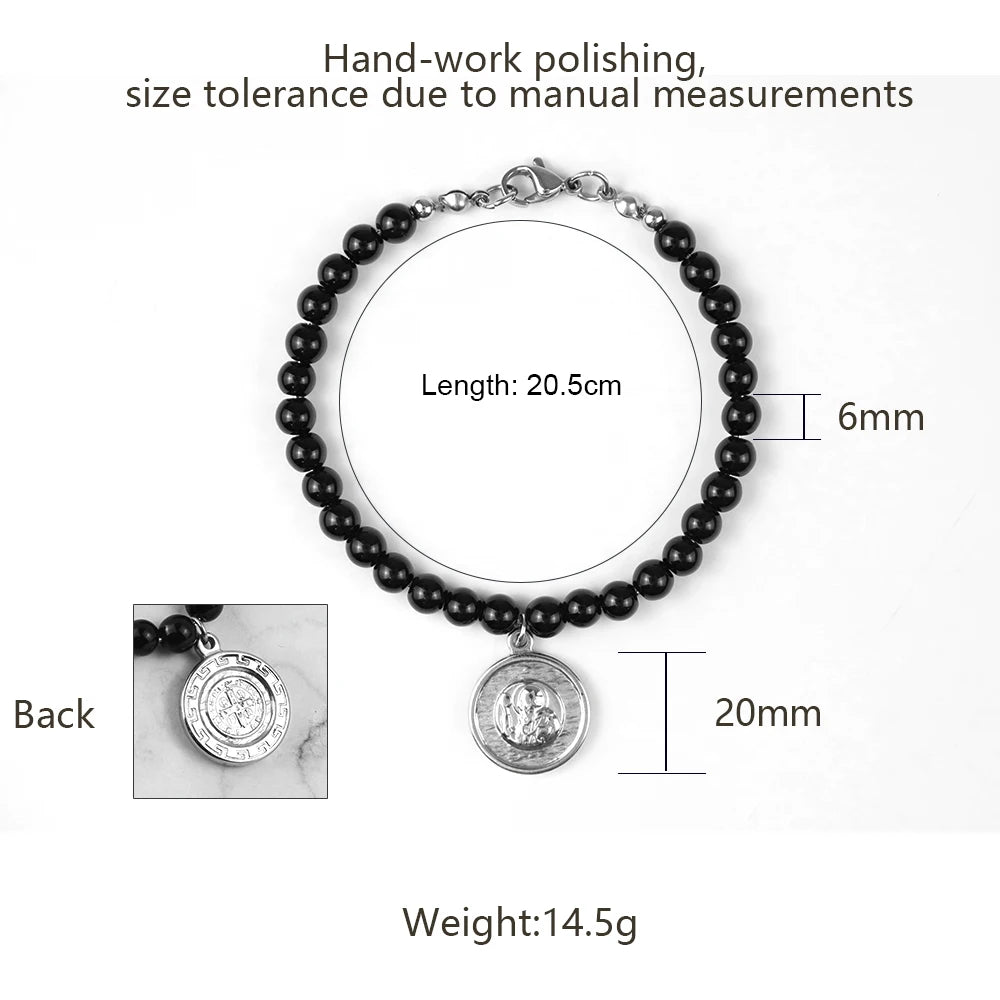 Beaded Obsidian Charm Bracelet