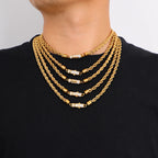 Gold Twisted Rope Chain with CZ Pave Clasp