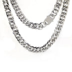 Chunky Silver Polished Cuban Link Chain Necklace