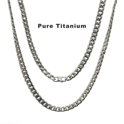 Pure Titanium Cuban Link Necklace 7.2mm