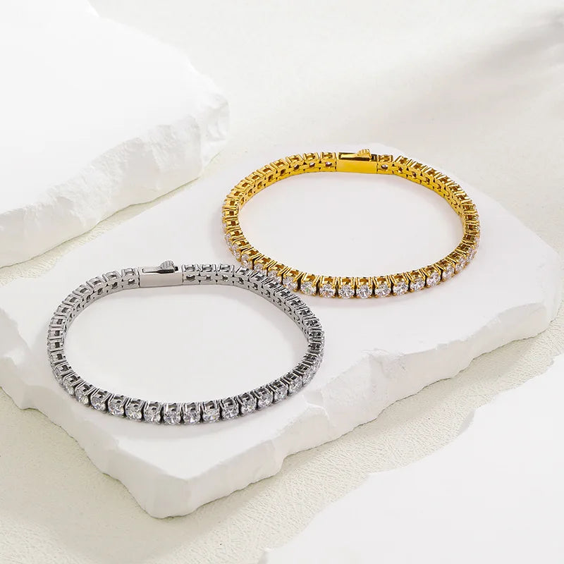 Classic Cubic Zirconia Tennis Bracelet Gold and Silver