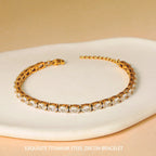 Oval Cut Zirconia Tennis Bracelet with Extension Chain