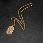 Gold Winged Dog Tag Stainless Steel Necklace