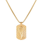 Gold Winged Dog Tag Stainless Steel Necklace
