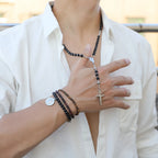 Beaded Obsidian Charm Bracelet