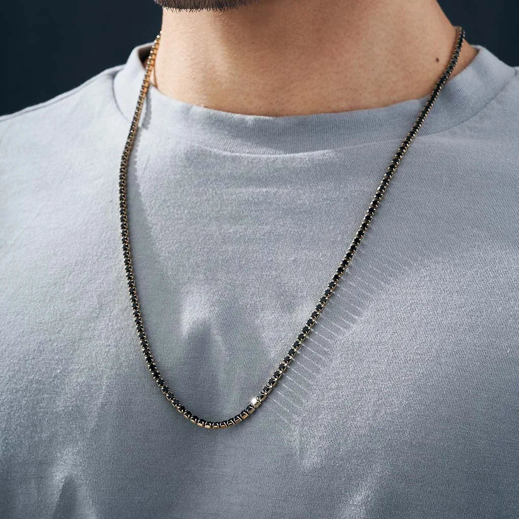 Gold Plated CZ Tennis Chain Necklace for Men