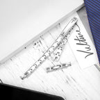 Men's Stainless Steel Bar Bracelet with Black Zircon