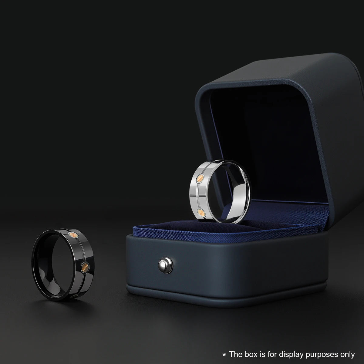 Silver-Tone Polished Inlay Ring