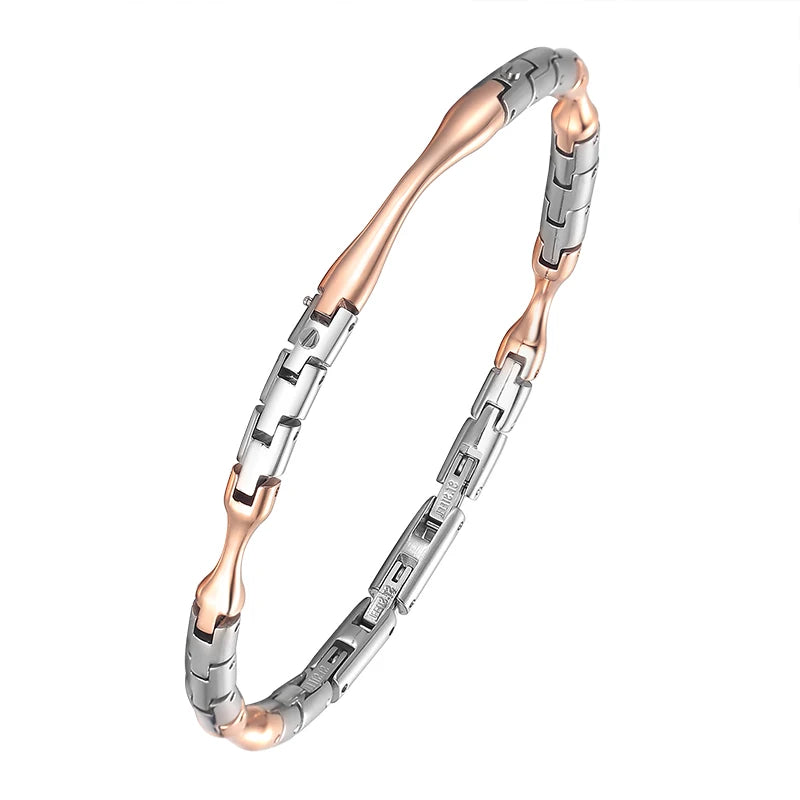 Two-Tone Stainless Steel Rose Gold Link Bracelet
