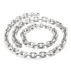 Oval Rolo Link Chain Necklace Bracelet Set