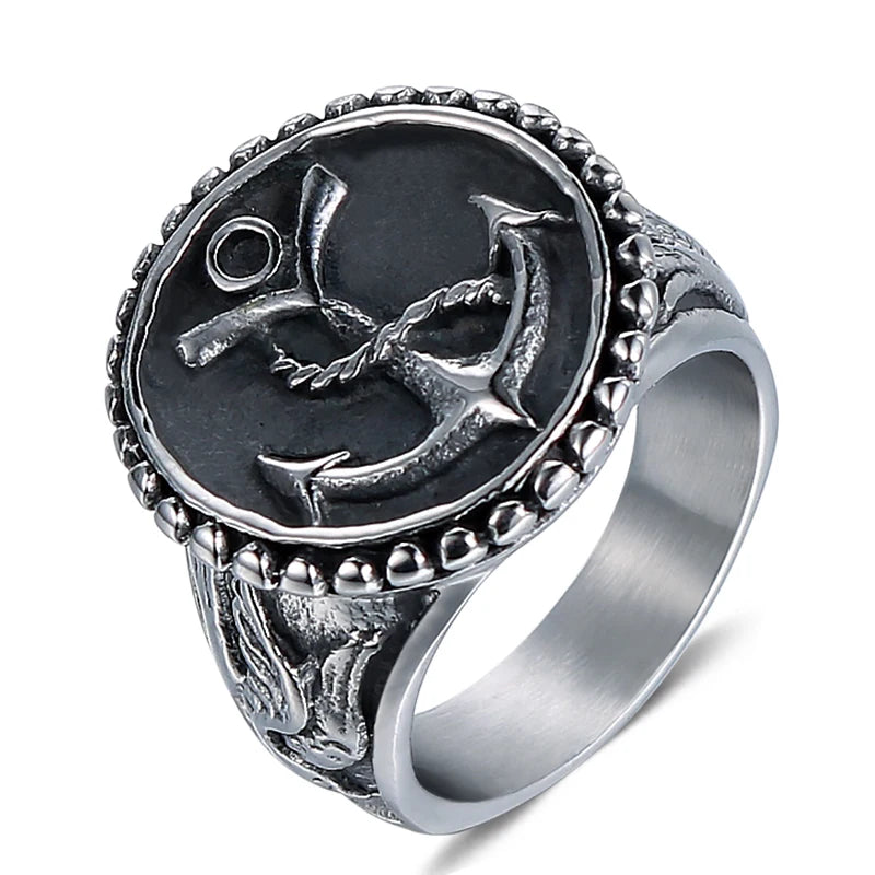 Silver-Tone Anchor Command Ring