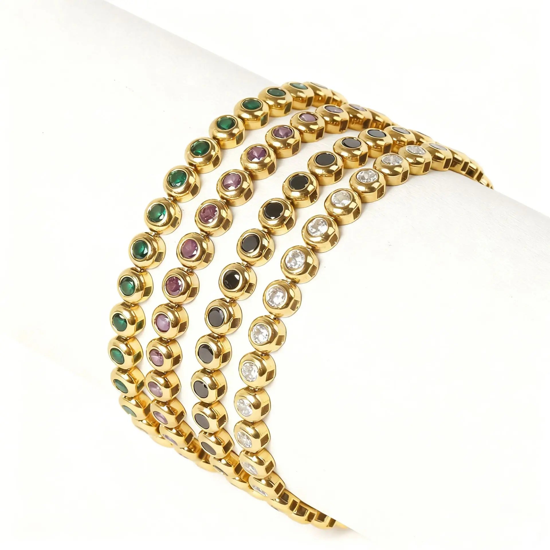 Gold Zircon Lined Bracelet