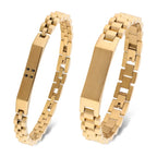 Gold Tone Stainless Steel Watch Band Bracelet Set