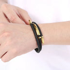 Men's Braided Leather Bracelet with Magnetic Clasp