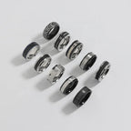 Men's Stainless Steel Carbon Fiber Inlay Ring Set