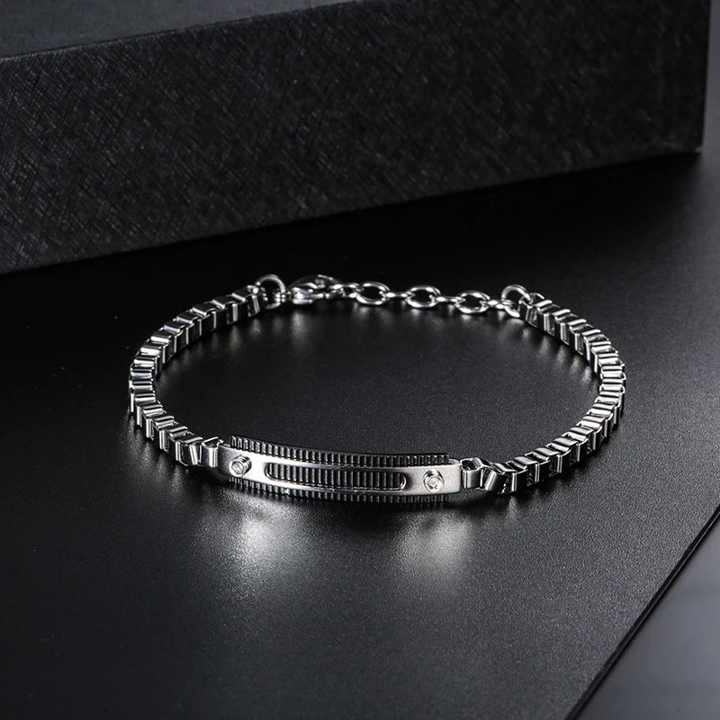 Men's Stainless Steel Box Chain Bar Bracelet