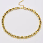 Chunky Gold Stainless Steel Round Link Chain Necklace