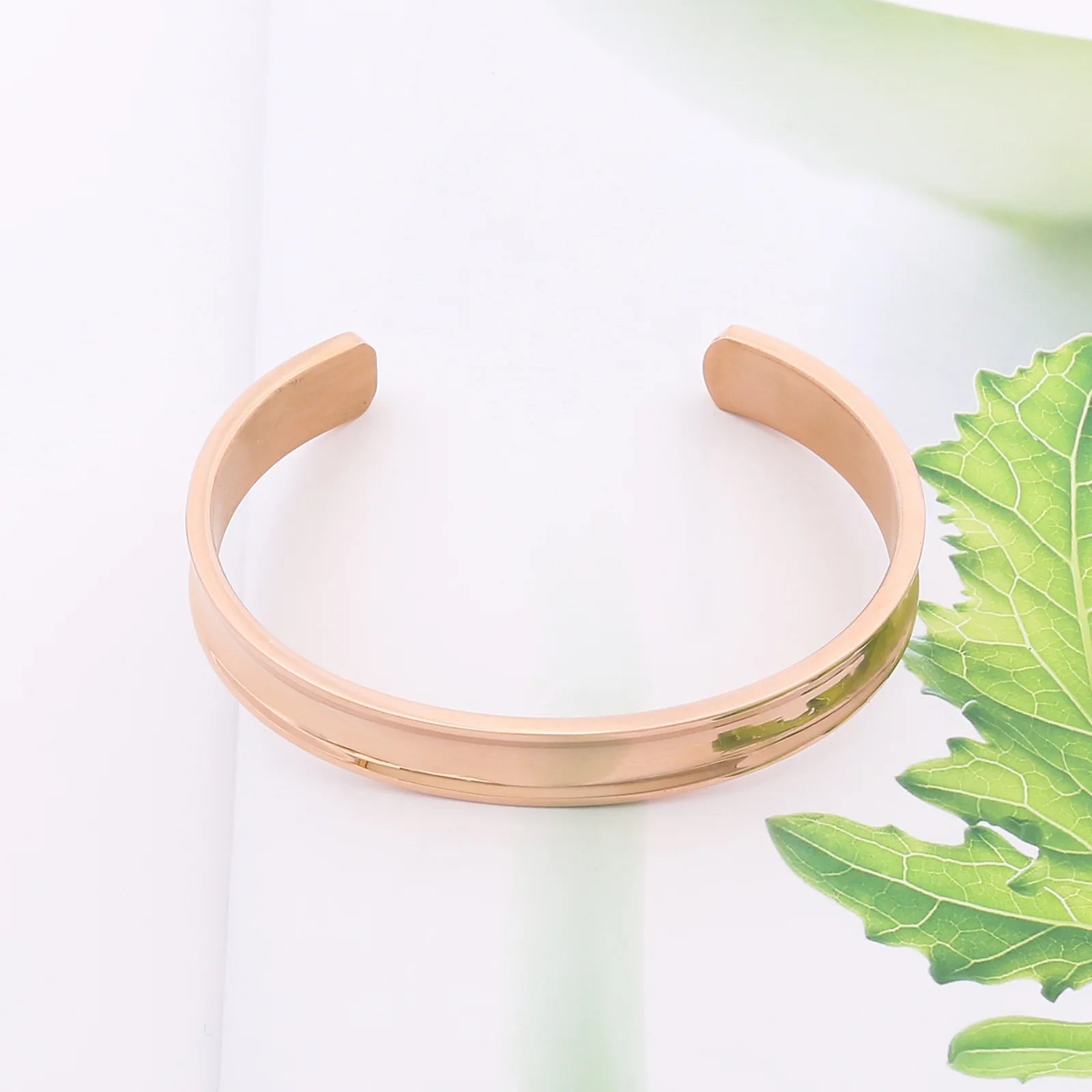 Gold Grooved Cuff Bracelet