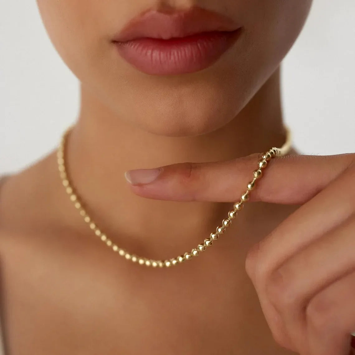 Gold Beaded Ball Necklace