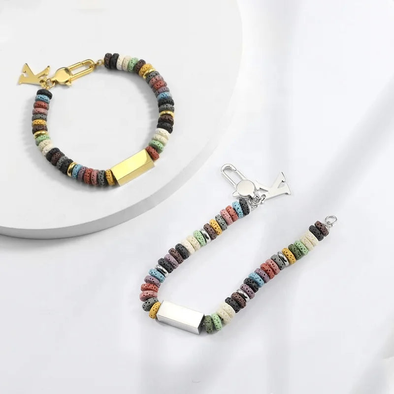 Gold Volcanic Bead Bracelet