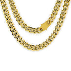 Polished Gold Tone Cuban Link Chain Necklace for Men