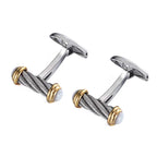 Two Tone Twisted Cable Pearl Cufflinks