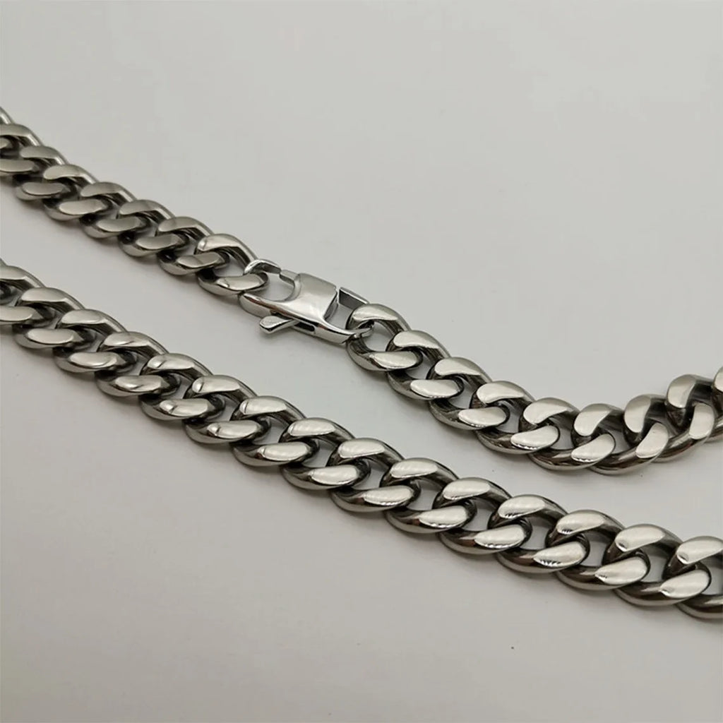 Polished Miami Cuban Curb Link Titanium Chain Necklace