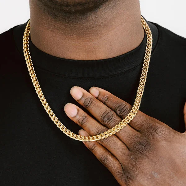 Polished Gold Silver Franco Chain Necklace for Men